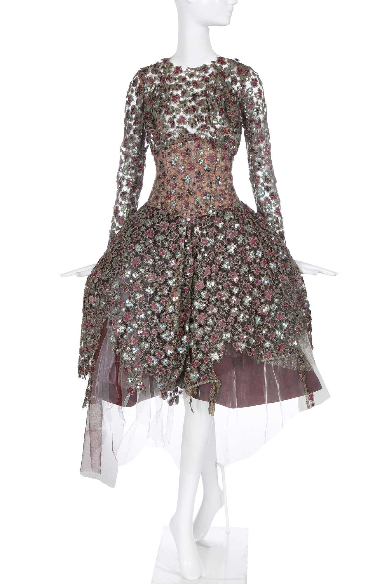 Lot 194 - A one-of-a-kind Vivienne Westwood lace corset dress, showpiece, 'Wake Up Cave Girl' collection, Autumn-Winter 2007-08