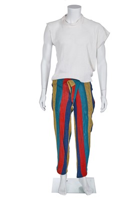 Lot 153 - A Westwood/McLaren striped cotton ensemble, 'Savage' collection, Spring-Summer 1982