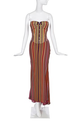 Lot 164 - A Christian Dior by John Galliano Serape-printed silk corset dress, 'Street Chic' collection, Spring-Summer 2002