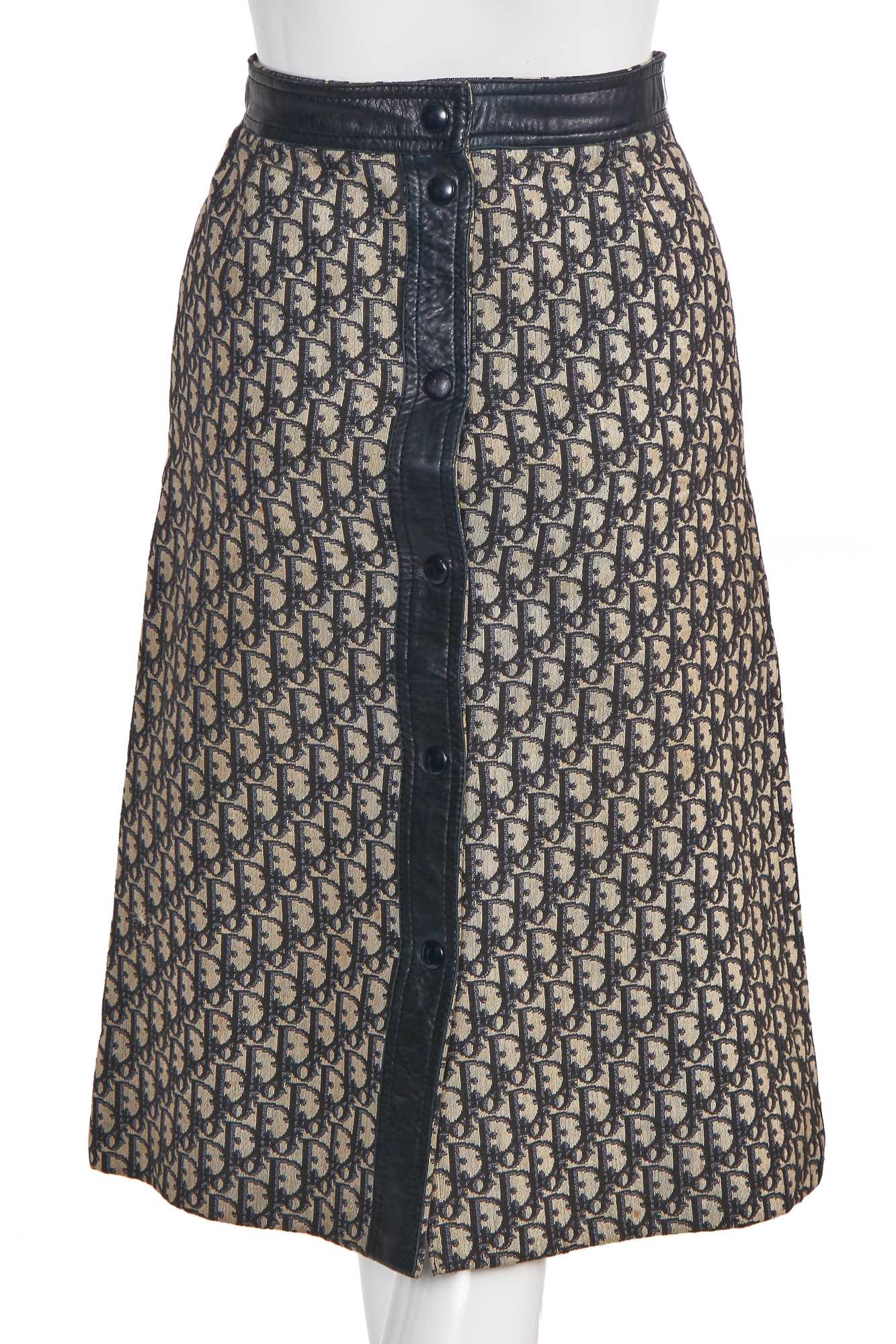 Lot 222 - A Christian Dior 'Trotter' logo-woven cotton A-line skirt, 1960s