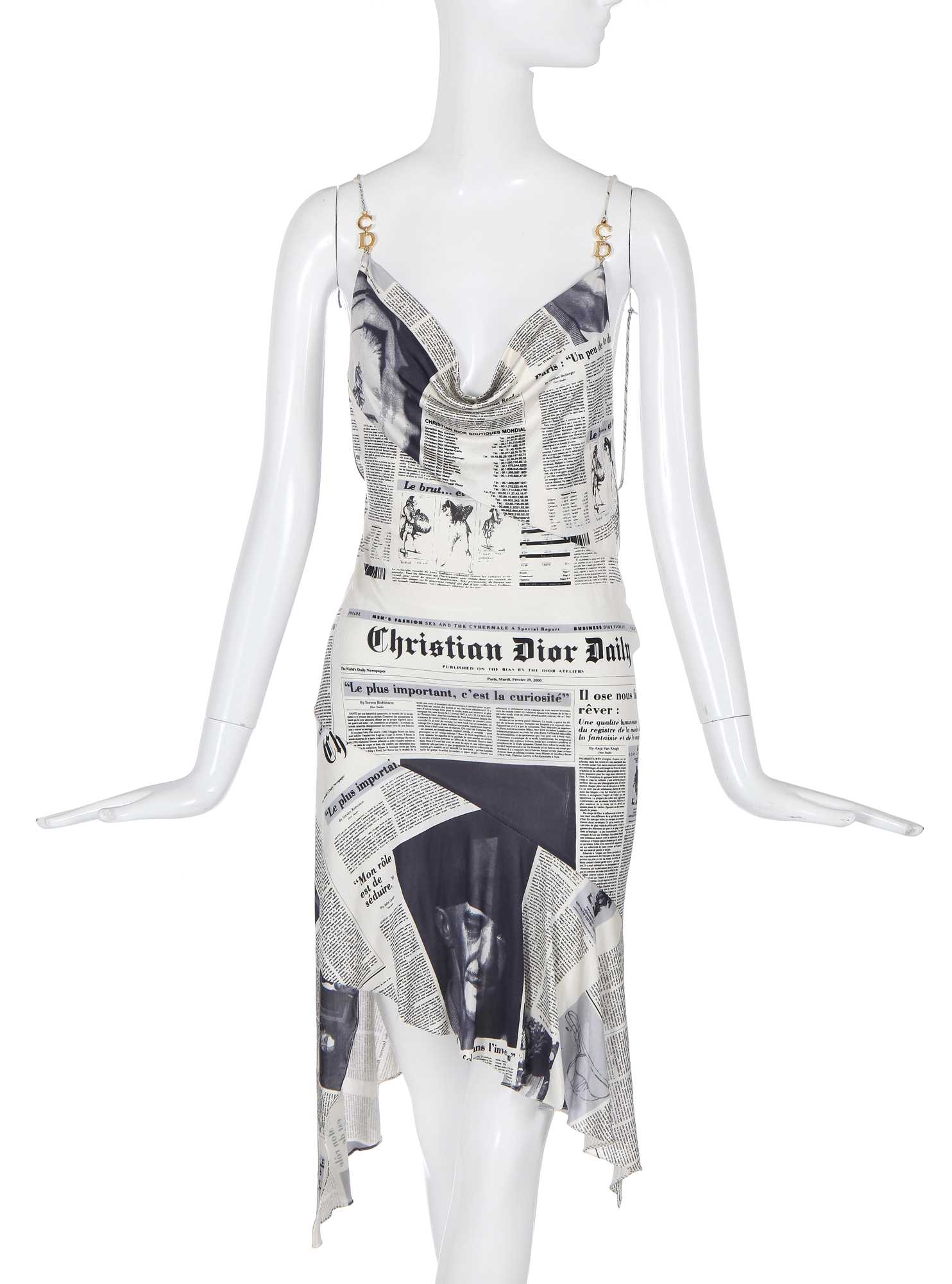 Click for high resolution Lot 153 - A Christian Dior by John Galliano newspaper print dress, 'Fly Girl' collection, Autumn-Winter 2000-01