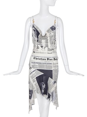 Lot 153 - A Christian Dior by John Galliano newspaper print dress, 'Fly Girl' collection, Autumn-Winter 2000-01