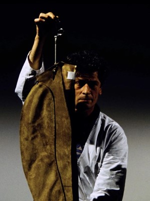 Lot 232 - A Maison Martin Margiela 'Flat' leather jacket and metal hook, Spring-Summer 1998