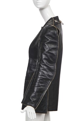 Lot 232 - A Maison Martin Margiela 'Flat' leather jacket and metal hook, Spring-Summer 1998