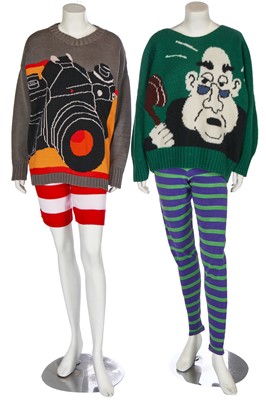 Lot 335 - Two Rodolfo Contreras intarsia-knit jumper ensembles, 1980s