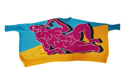 Lot 337 - A Rodolfo Contreras extra wide intarsia-knit reclining nude jumper, 1980s