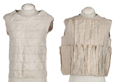 Lot 227 - Two unusual men's white linen waistcoats, probably early 19th century