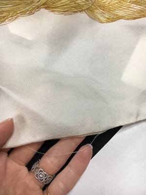 Lot 386 - A rare and early Hubert de Givenchy trompe-l'œil hair-printed silk headscarf, Spring-Summer 1953