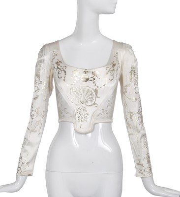 Lot 113 - A Vivienne Westwood white long-sleeved boulle-print corset, 'Dressing Up' collection, Autumn-Winter 1991-92