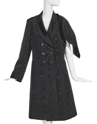 Lot 169 - A John Galliano black moiré double-breasted coat, commercial collection, Spring-Summer 2000