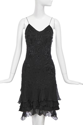 Lot 175 - A Christian Dior by John Galliano beaded black chiffon cocktail dress, commercial collection 2005