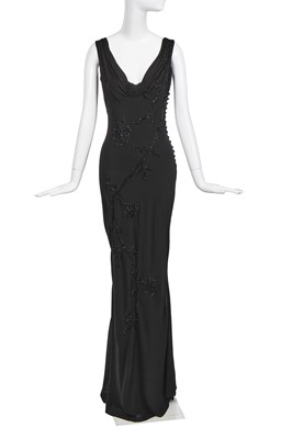 Lot 180 - A John Galliano beaded black crêpe georgette evening dress, 'The Family That Eats Together Stays Together' collection, Autumn-Winter 2007-08