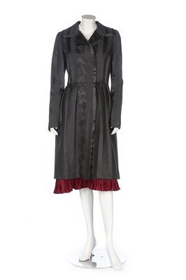 Lot 222 - An Oscar de la Renta black satin coat/dress,...