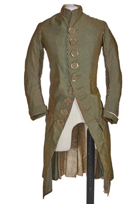 Lot 229 - A gentleman's ribbed green silk frock coat, circa 1795-1800