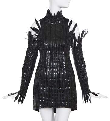 Lot 139 - A Thierry Mugler black vinyl 'Spike' dress, Autumn-Winter 1990-91