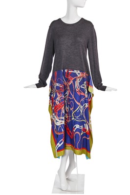 Lot 76 - A Maison Margiela by John Galliano printed wool and silk dress, Autumn-Winter 2020-21