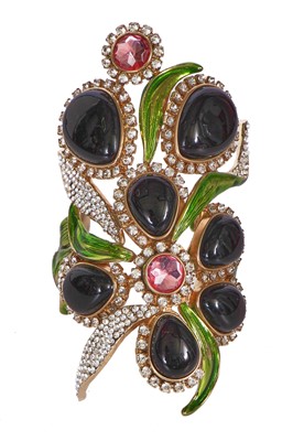 Lot 66 - An Yves Saint Laurent enamel and faux-gemstone cuff bracelet, Spring Summer 2004