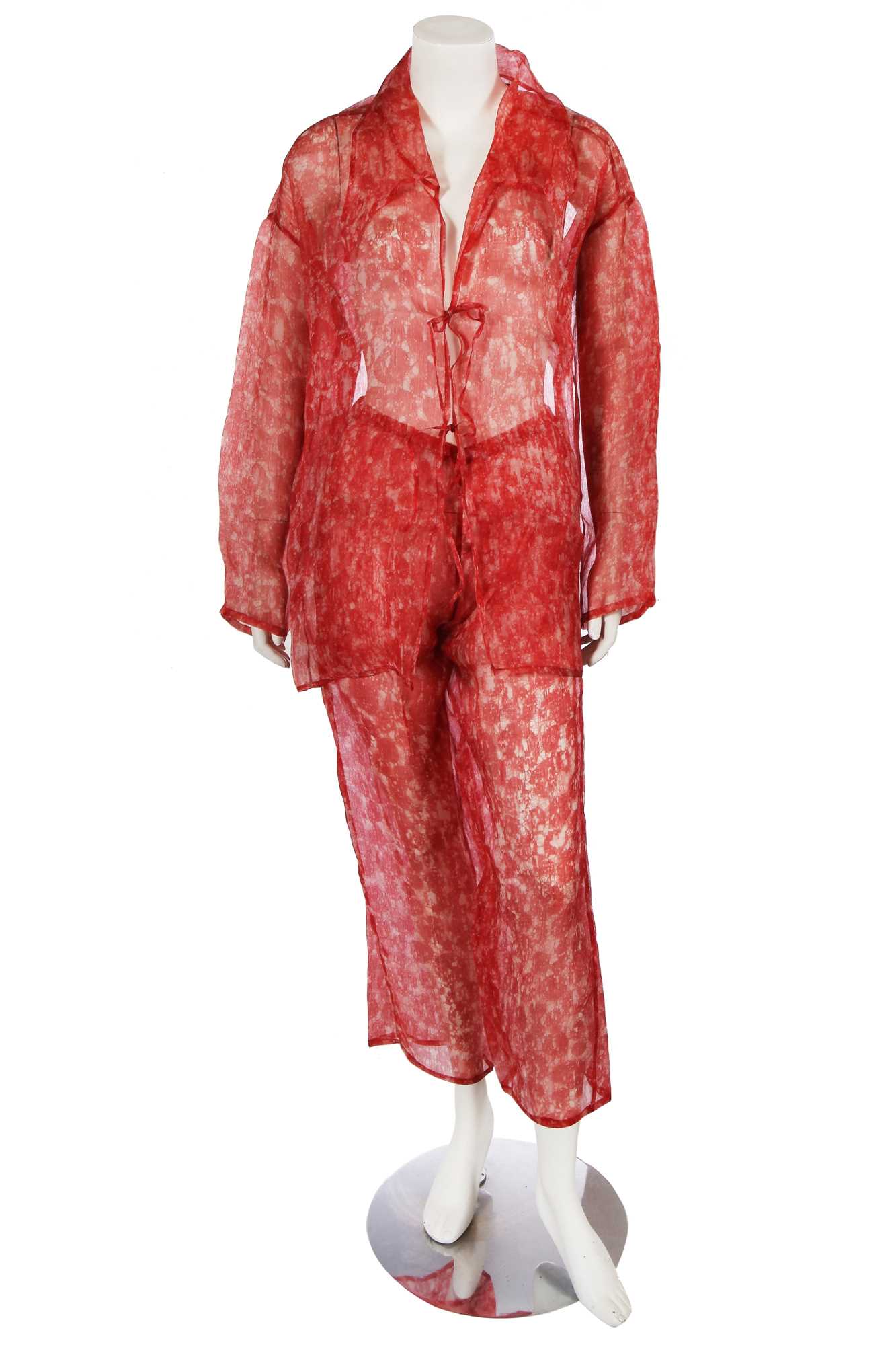Lot 292 - An Issey Miyake printed silk gauze summer ensemble, Spring-Summer, 1986