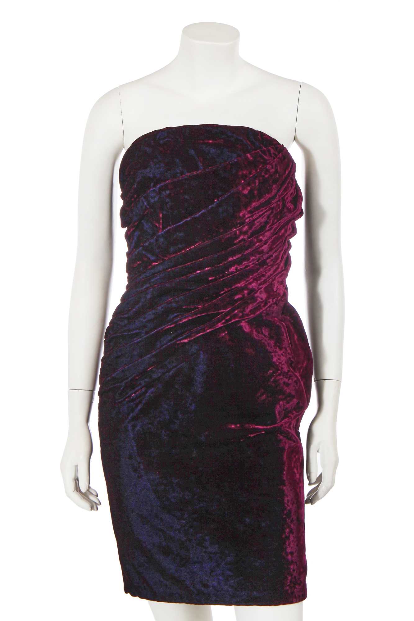 Lot 369 - An Antony Price purple velvet dress, 1990s