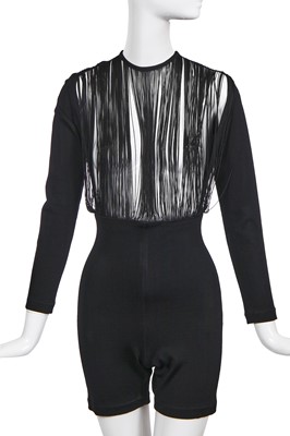 Lot 130 - A Jean Paul Gaultier black viscose jersey playsuit, circa 1990