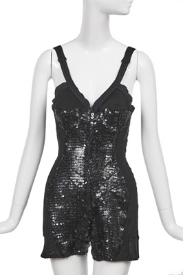 Lot 133 - A Jean Paul Gaultier black sequined viscose playsuit, circa 1990