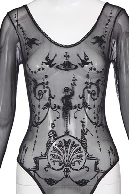 Lot 111 - A Vivienne Westwood flocked black tulle 'Boulle' body, 1992