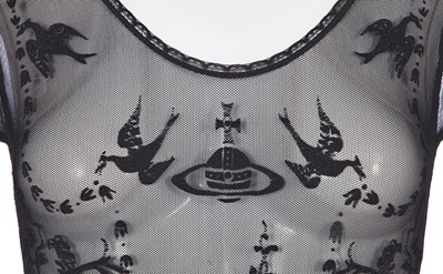 Lot 111 - A Vivienne Westwood flocked black tulle 'Boulle' body, 1992
