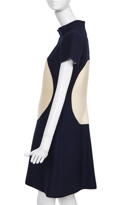 Lot 356 - An André Courrèges navy wool mini dress, 1969