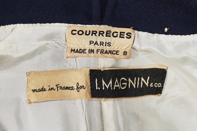 Lot 356 - An André Courrèges navy wool mini dress, 1969