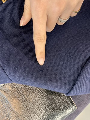 Lot 356 - An André Courrèges navy wool mini dress, 1969