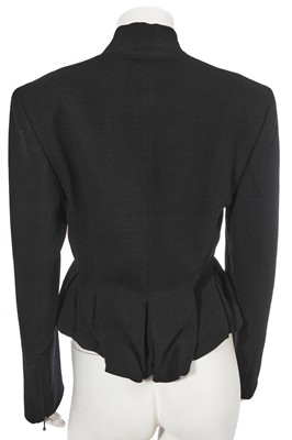 Lot 349 - A John Galliano black moss crêpe jacket, 'Fencing' collection, Autumn-Winter 1990-91