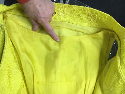 Lot 343 - A Christian Dior New York yellow matelassé silk evening gown, circa 1965