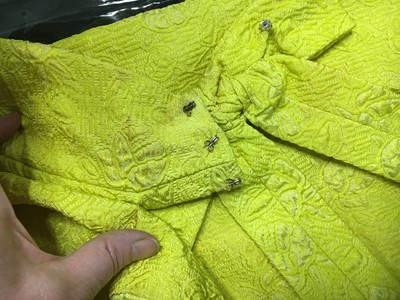 Lot 343 - A Christian Dior New York yellow matelassé silk evening gown, circa 1965