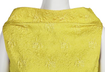 Lot 343 - A Christian Dior New York yellow matelassé silk evening gown, circa 1965