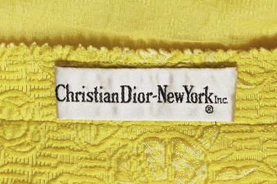 Lot 343 - A Christian Dior New York yellow matelassé silk evening gown, circa 1965