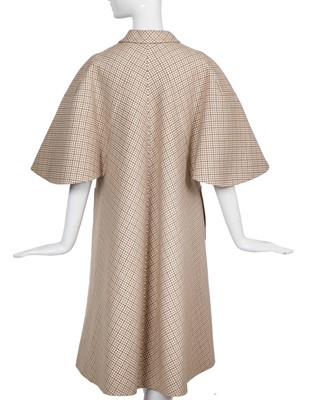 Lot 354 - A Madame Grès haute couture beige and white checked wool coat, 1960s