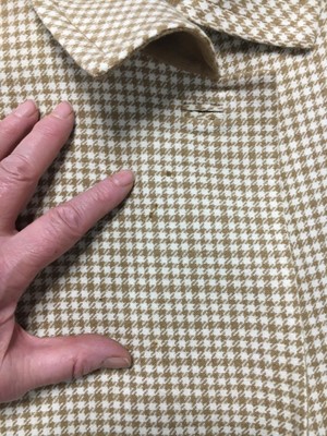 Lot 354 - A Madame Grès haute couture beige and white checked wool coat, 1960s