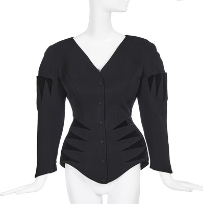 Lot 142 - A Thierry Mugler black wool jacket, 'Music Hall' collection, Autumn-Winter 1990-91