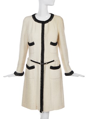 Lot 26 - A Chanel white bouclé wool-blend coat-dress, Autumn-Winter 2000-01