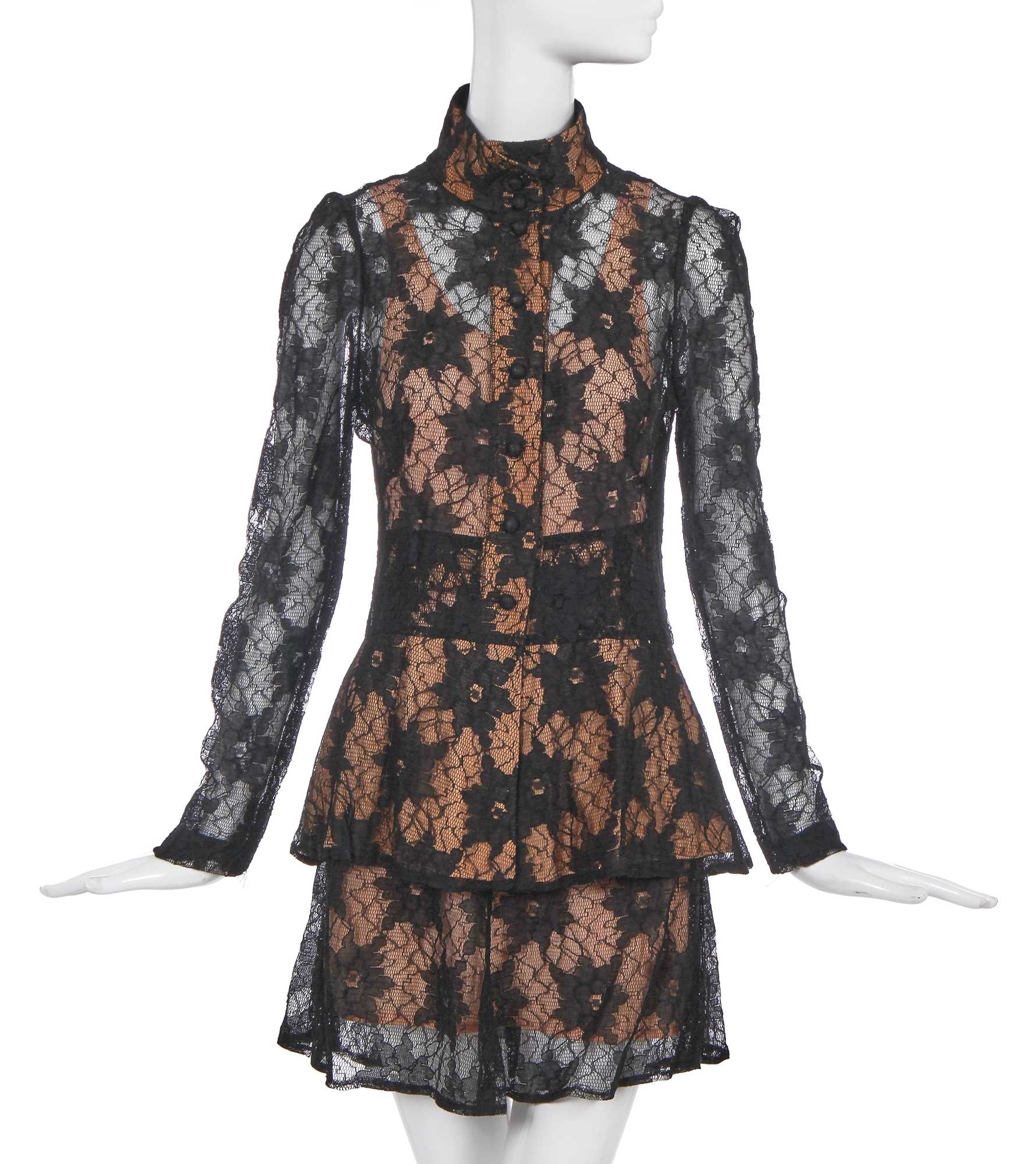 Lot 318 - A Biba black lace evening ensemble, 1969