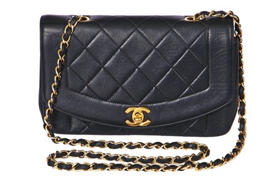 Lot 29 - A Chanel navy lambskin 'Diana' bag, circa 1992