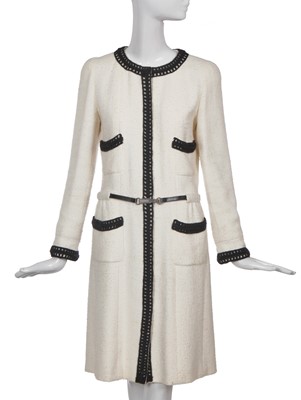 Lot 31 - A Chanel white bouclé wool-blend coat-dress, Autumn-Winter 2000-01