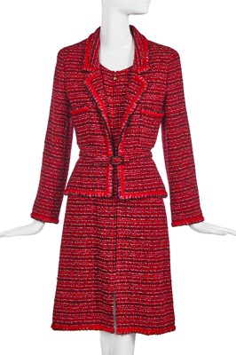 Lot 3 - A Chanel speckled-burgundy tweed ensemble, Autumn-Winter 2001-02