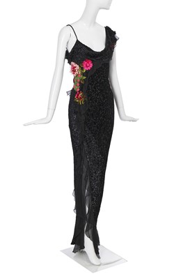 Lot 91 - A Christian Dior by John Galliano black devoré velvet dress, commercial collection 2002