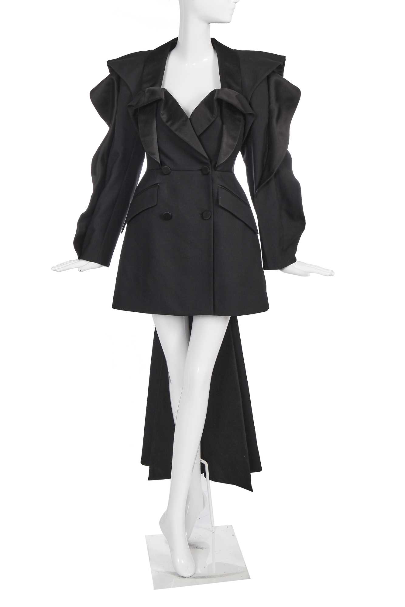 Click for high resolution Lot 70 - An Alexander McQueen by Sarah Burton black wool-blend dress, Autumn-Winter 2020-21