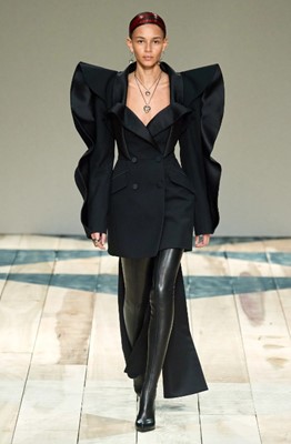 Lot 70 - An Alexander McQueen by Sarah Burton black wool-blend dress, Autumn-Winter 2020-21