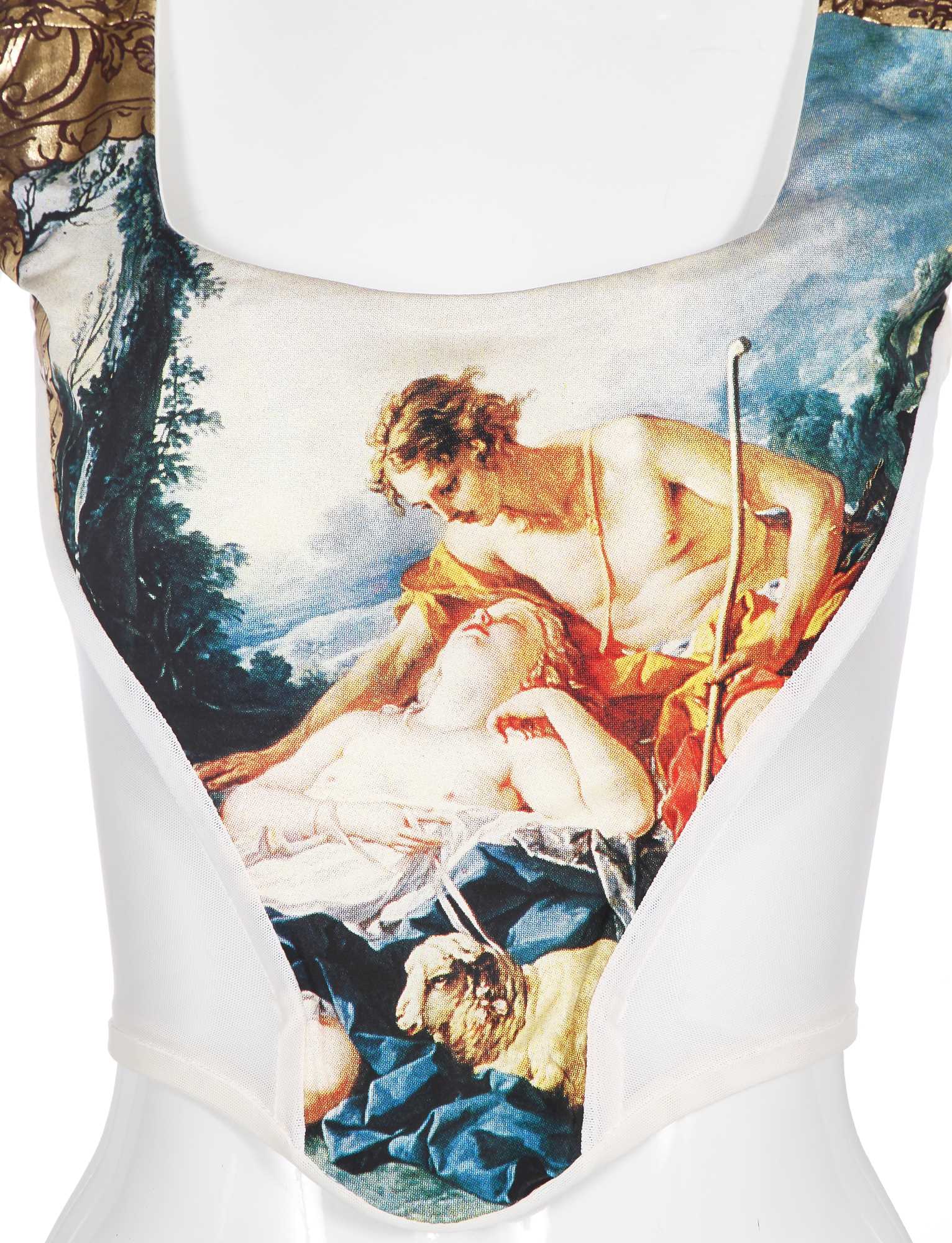Lot 334 - A Vivienne Westwood Boucher-print silk and mesh corset, modern re-edition of 'Portrait' collection Autumn-Winter 1990-91