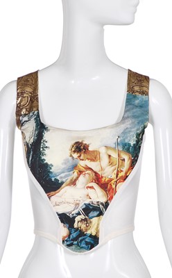 Lot 334 - A Vivienne Westwood Boucher-print silk and mesh corset, modern re-edition of 'Portrait' collection Autumn-Winter 1990-91