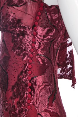 Lot 90 - A John Galliano wine silk and velvet evening gown, 'Welcome to our Playground' collection, Autumn-Winter 2000-01