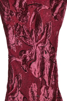 Lot 90 - A John Galliano wine silk and velvet evening gown, 'Welcome to our Playground' collection, Autumn-Winter 2000-01